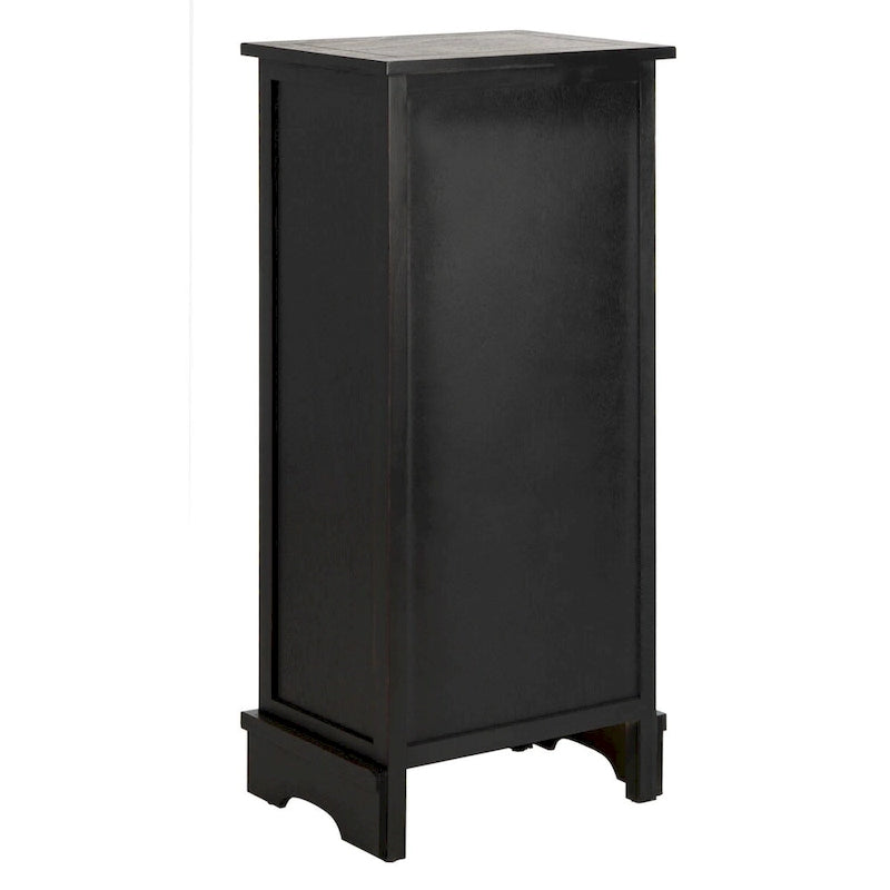 Distressed Black Pine Storage Cabinet with Wicker Baskets - 16"W x 12"D x 35"H