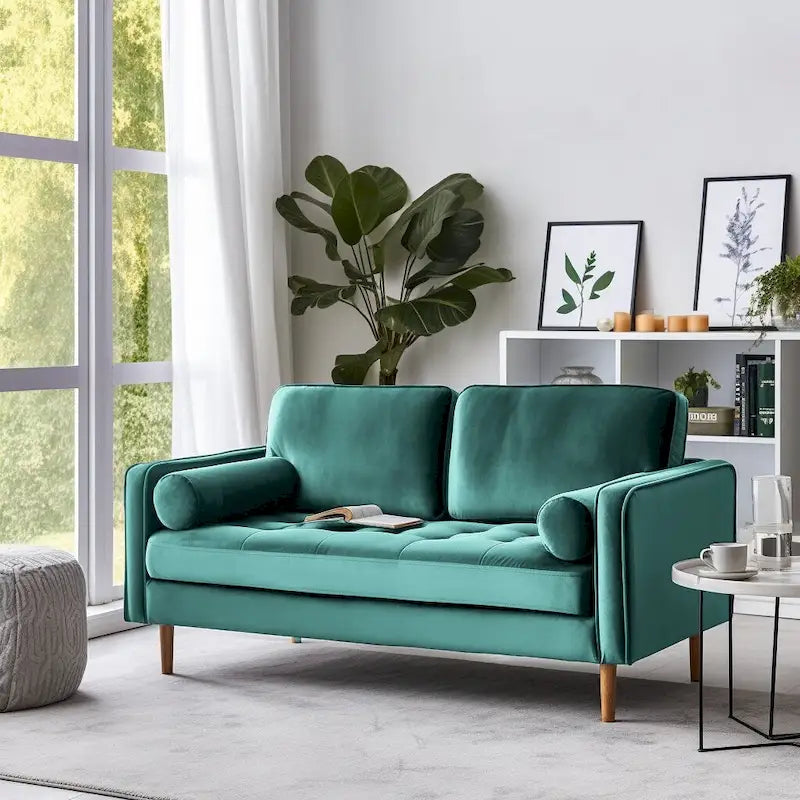 58" Tufted Velvet Square Arm Loveseat