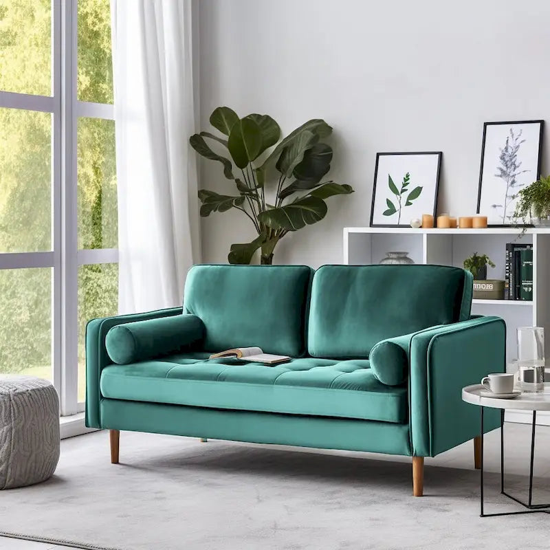 58" Tufted Velvet Square Arm Loveseat