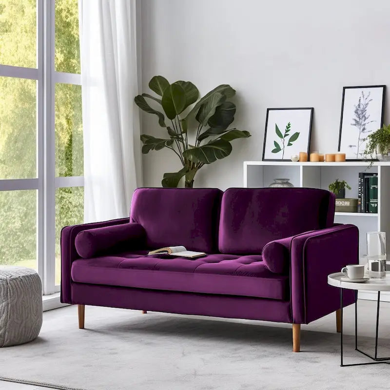 58" Tufted Velvet Square Arm Loveseat