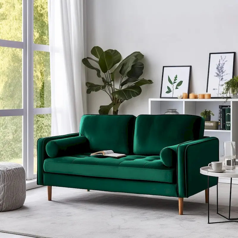 58" Tufted Velvet Square Arm Loveseat