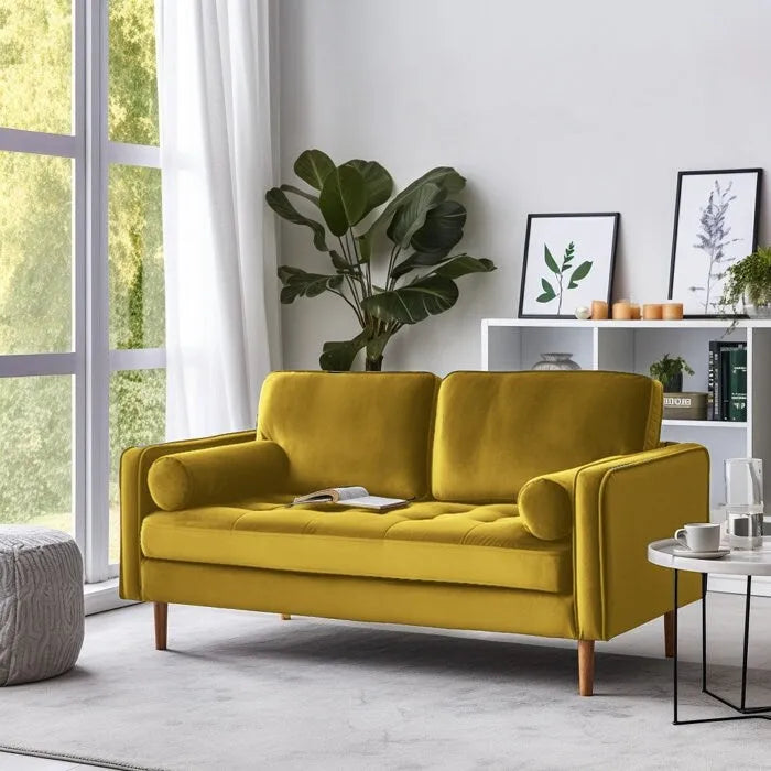 58" Tufted Velvet Square Arm Loveseat