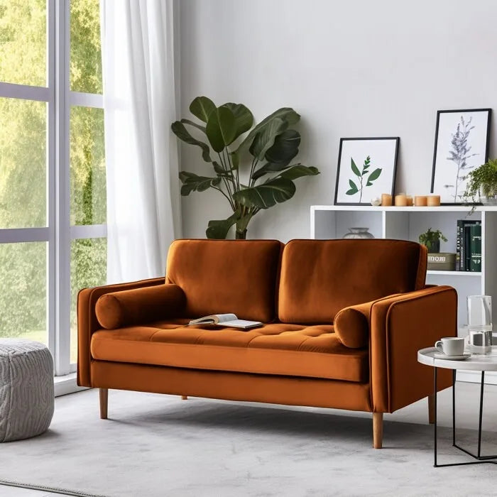 58" Tufted Velvet Square Arm Loveseat