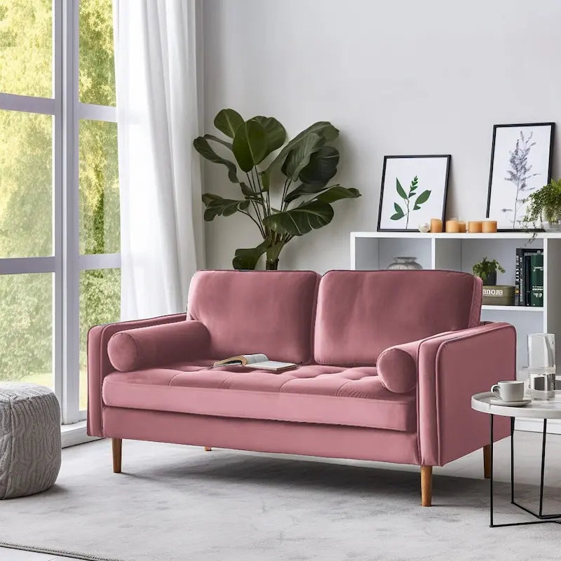 58" Tufted Velvet Square Arm Loveseat