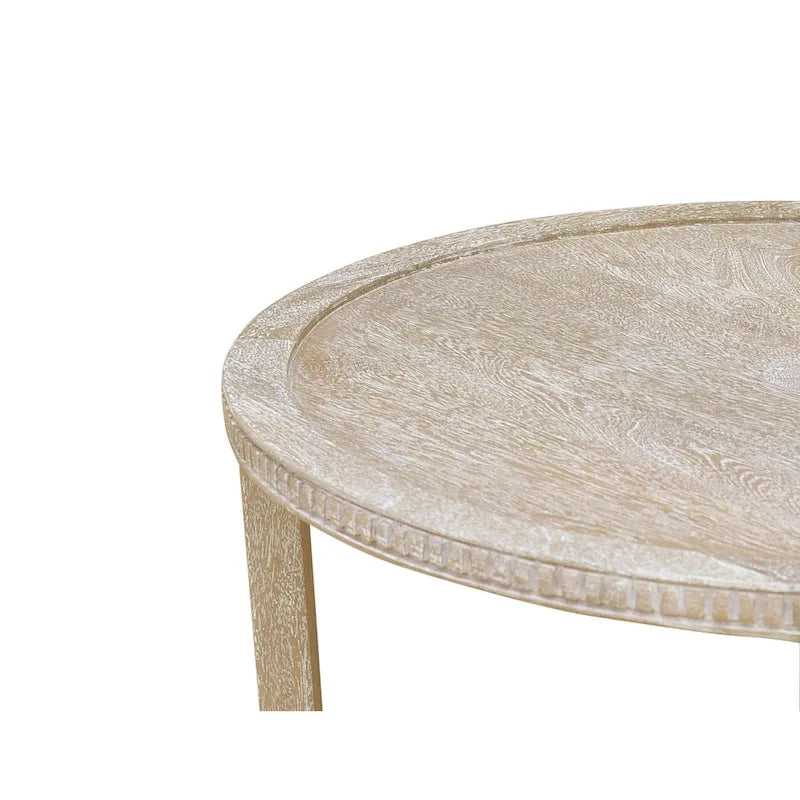 48-inch Round Mango Hardwood Coffee Table with Shelf