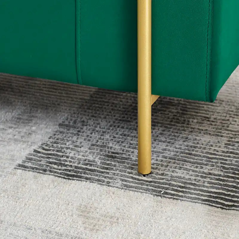 Linen Upholstered Storage Bench with Cylindrical Arms and Iron Legs