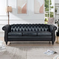 85" Chesterfield 3-Seater Sofa - Faux Leather with Button Tufting