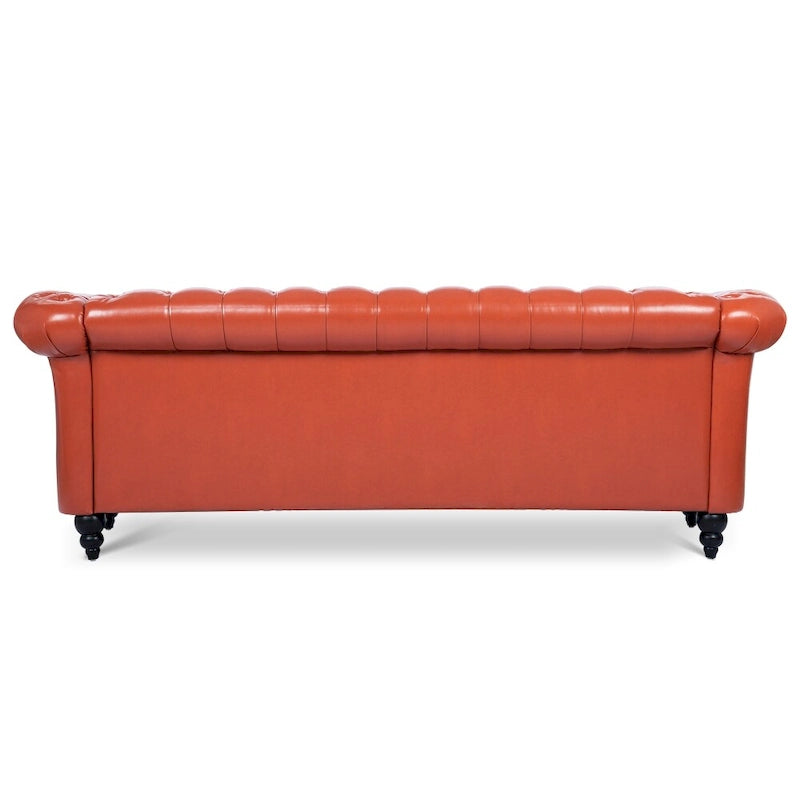 85" Chesterfield 3-Seater Sofa - Faux Leather with Button Tufting