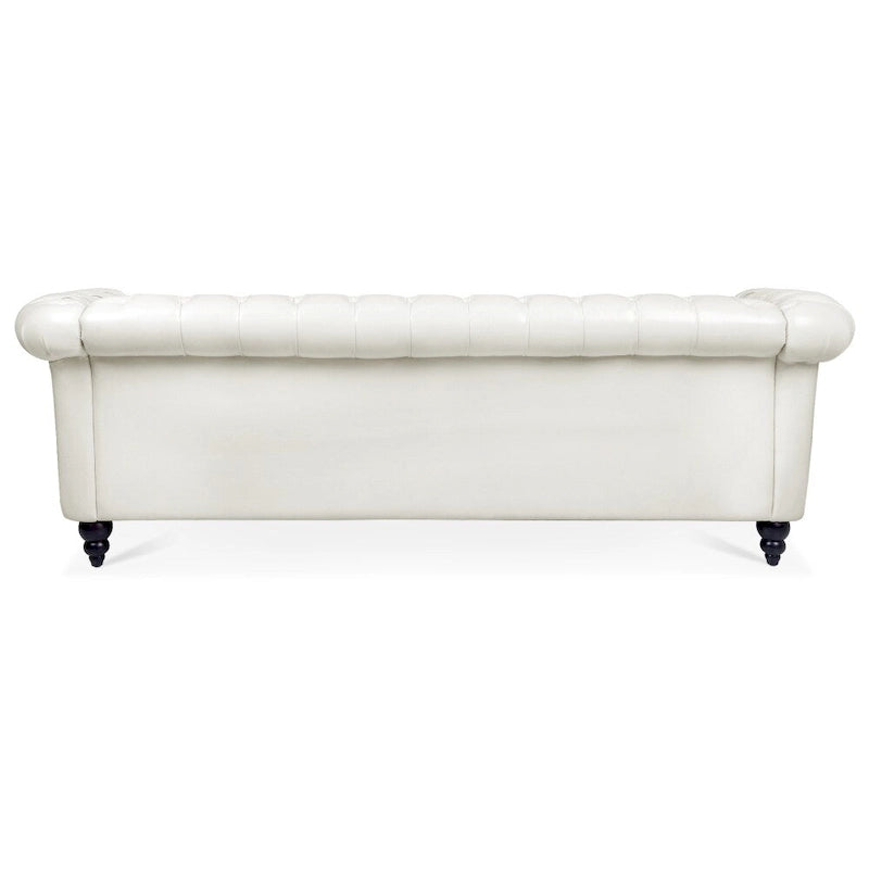 85" Chesterfield 3-Seater Sofa - Faux Leather with Button Tufting