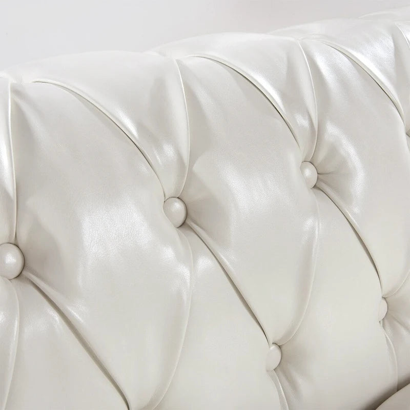 85" Chesterfield 3-Seater Sofa - Faux Leather with Button Tufting