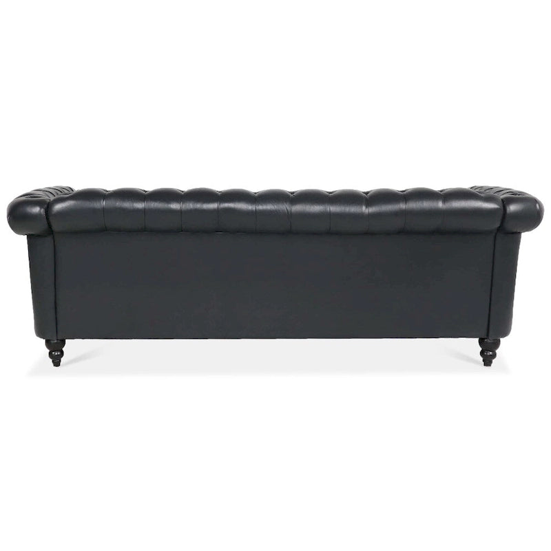 85" Chesterfield 3-Seater Sofa - Faux Leather with Button Tufting