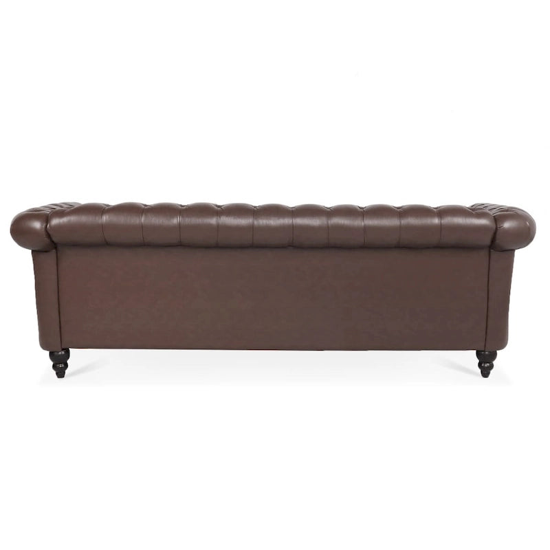 85" Chesterfield 3-Seater Sofa - Faux Leather with Button Tufting