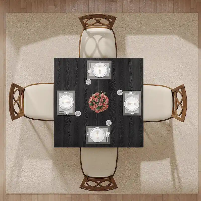39.4 Inches Square 2-4 People Dining Table with Solid Wood Legs for Living Room Dining Room