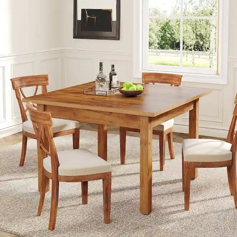 39.4 Inches Square 2-4 People Dining Table with Solid Wood Legs for Living Room Dining Room