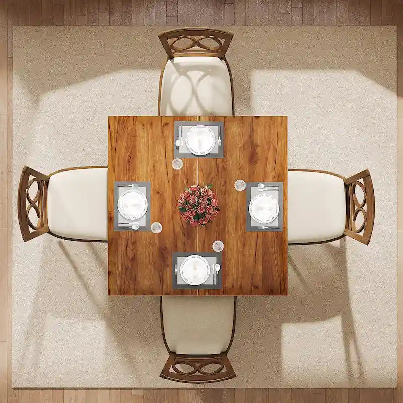 39.4 Inches Square 2-4 People Dining Table with Solid Wood Legs for Living Room Dining Room