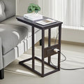 C-Shaped Side Table with USB Ports and Outlets for Small Spaces
