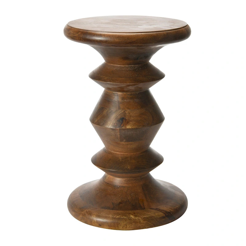 Mid Century Modern Solid Wood End Table or Stool - 12" Diameter x 18.5" H
