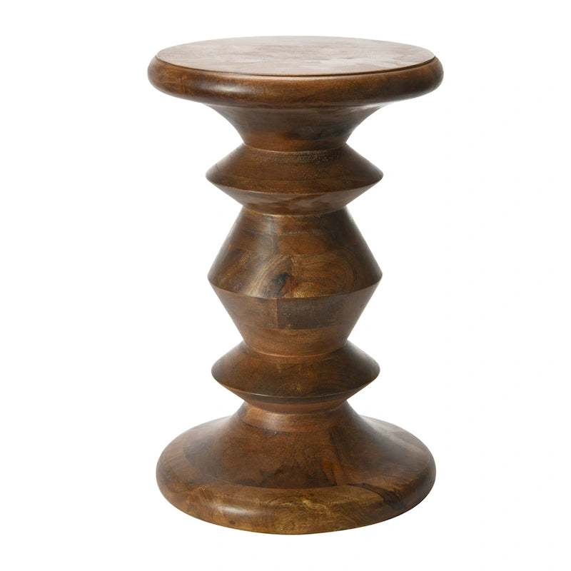 Mid Century Modern Solid Wood End Table or Stool - 12" Diameter x 18.5" H