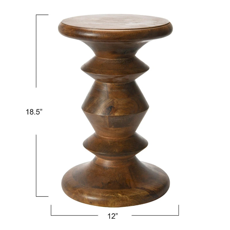 Mid Century Modern Solid Wood End Table or Stool - 12" Diameter x 18.5" H