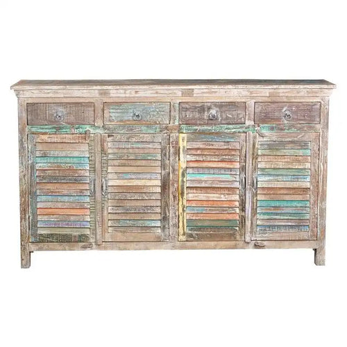 4-Drawer 4-Door Shutter Sideboard, Vintage White
