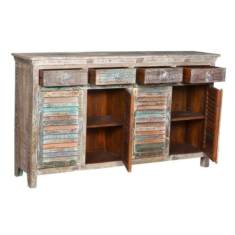 4-Drawer 4-Door Shutter Sideboard, Vintage White