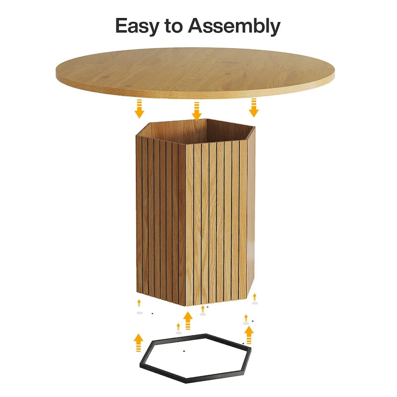 47-Inch Round Dining Table, Wood Dinner Table Easy Assembly Kitchen Table for Living Room, Dining Room