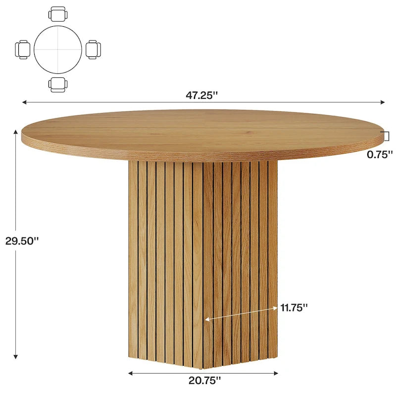 47-Inch Round Dining Table, Wood Dinner Table Easy Assembly Kitchen Table for Living Room, Dining Room