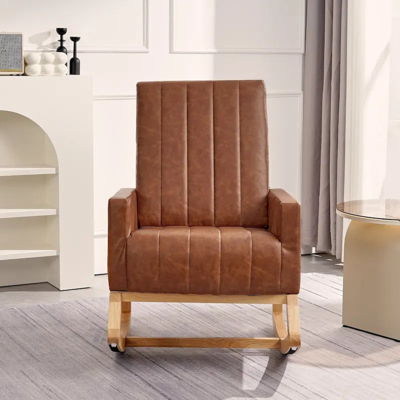 Adjustable Nursery Glider Rocking Chair with High Back and Footrest