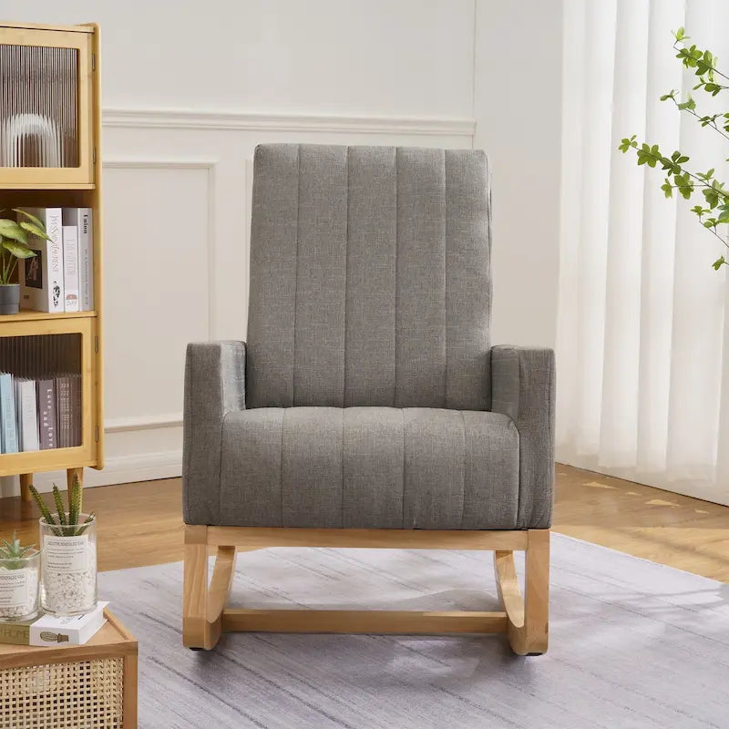 Adjustable Nursery Glider Rocking Chair with High Back and Footrest