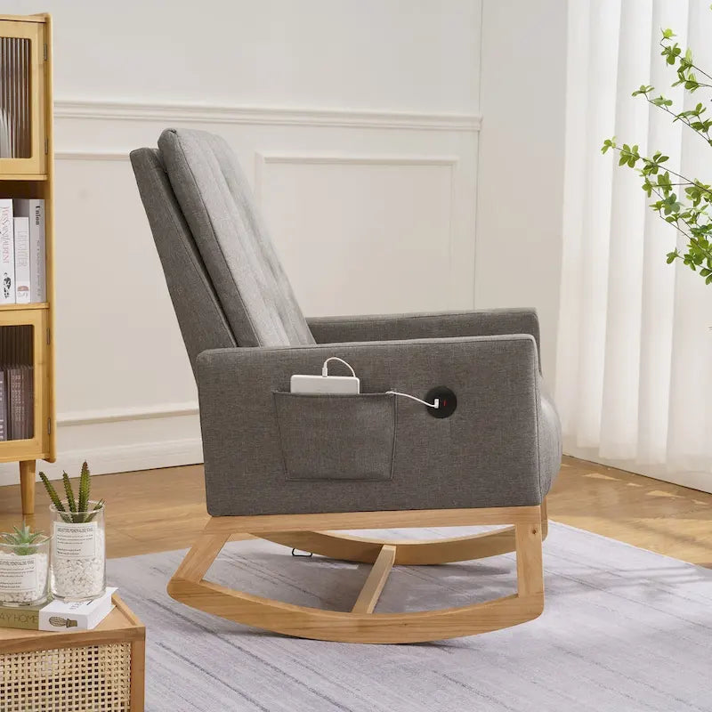 Adjustable Nursery Glider Rocking Chair with High Back and Footrest