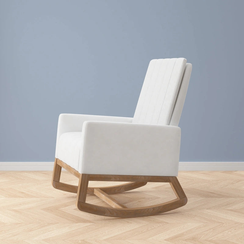 Adjustable Nursery Glider Rocking Chair with High Back and Footrest
