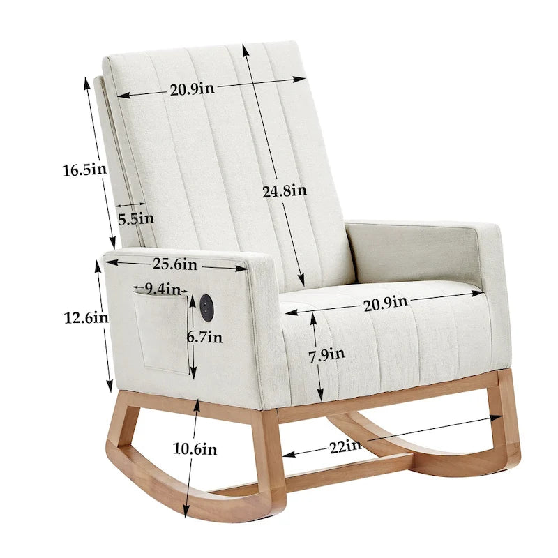 Adjustable Nursery Glider Rocking Chair with High Back and Footrest