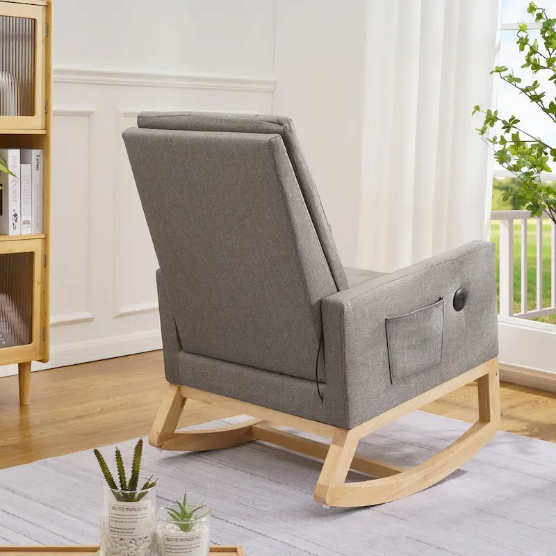 Adjustable Nursery Glider Rocking Chair with High Back and Footrest