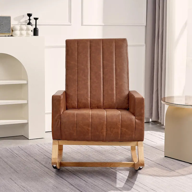 Adjustable Nursery Glider Rocking Chair with High Back and Footrest