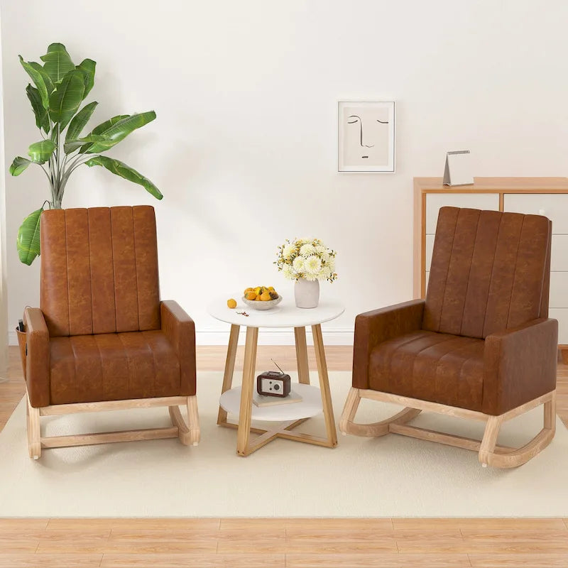 Adjustable Nursery Glider Rocking Chair with High Back and Footrest
