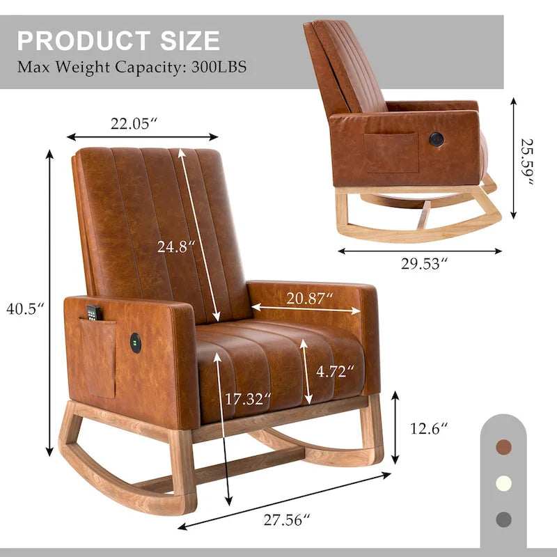 Adjustable Nursery Glider Rocking Chair with High Back and Footrest