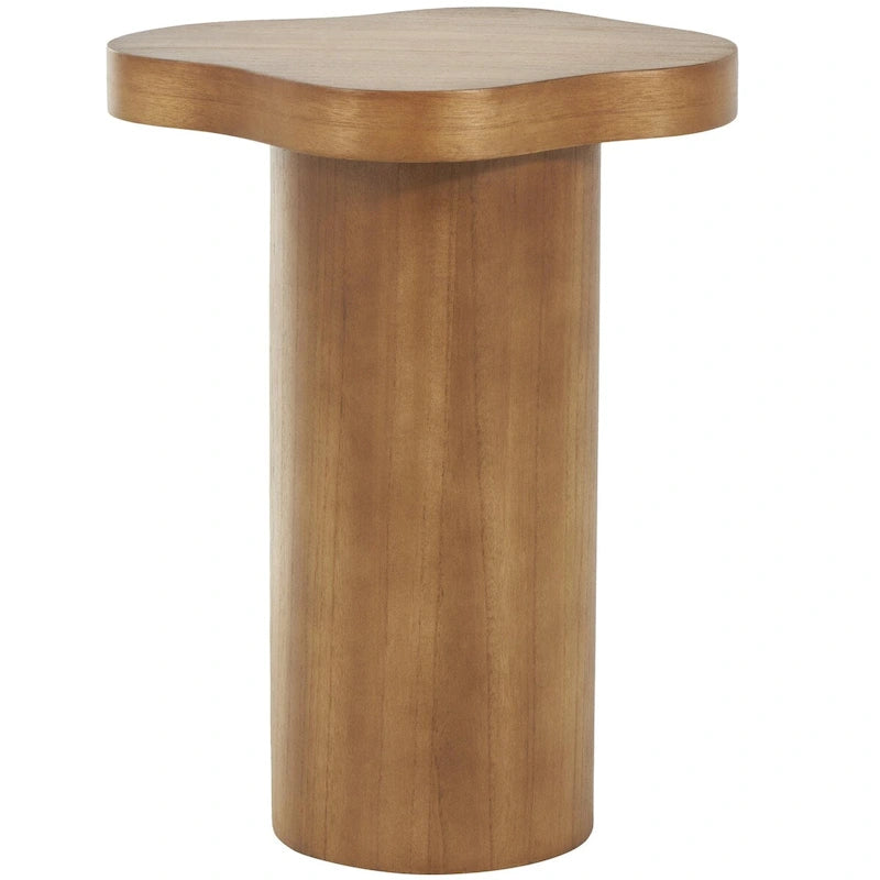 Wood Pedestal Side Accent Table with Rounded Square Top - Black or Brown