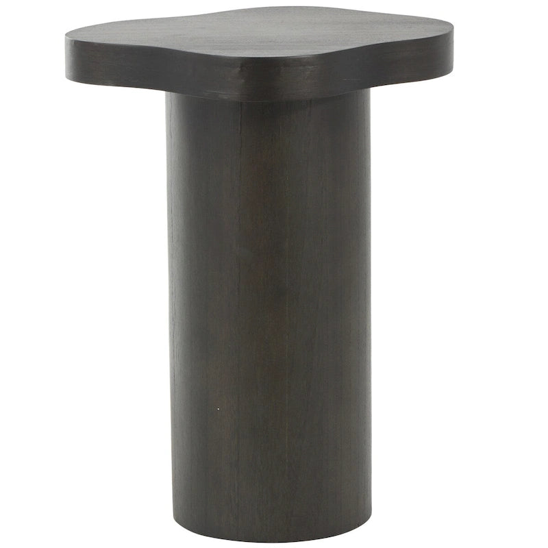 Table d'appoint en bois sur pied avec plateau carré arrondi - Noir ou marron