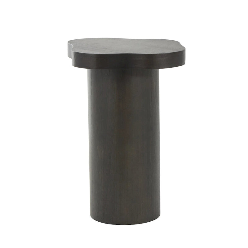 Wood Pedestal Side Accent Table with Rounded Square Top - Black or Brown