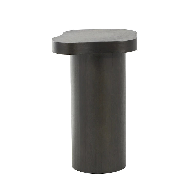Wood Pedestal Side Accent Table with Rounded Square Top - Black or Brown