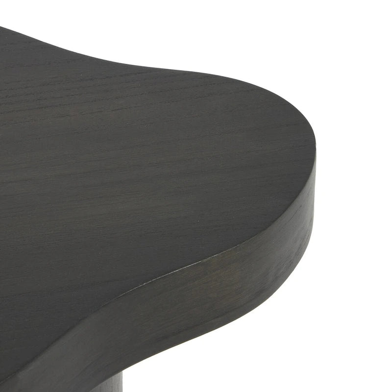 Wood Pedestal Side Accent Table with Rounded Square Top - Black or Brown