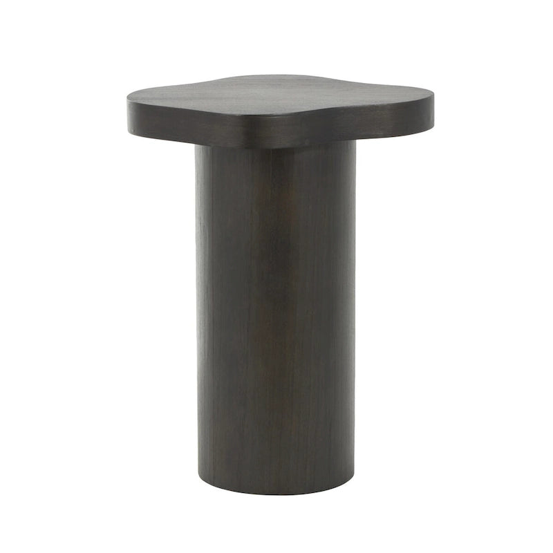 Wood Pedestal Side Accent Table with Rounded Square Top - Black or Brown
