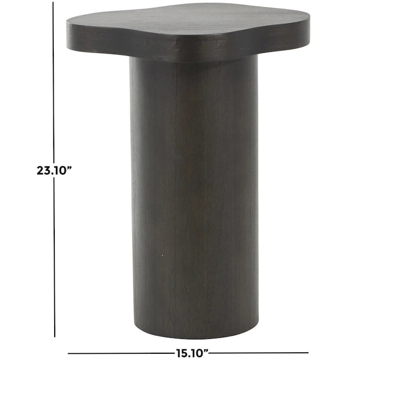 Wood Pedestal Side Accent Table with Rounded Square Top - Black or Brown