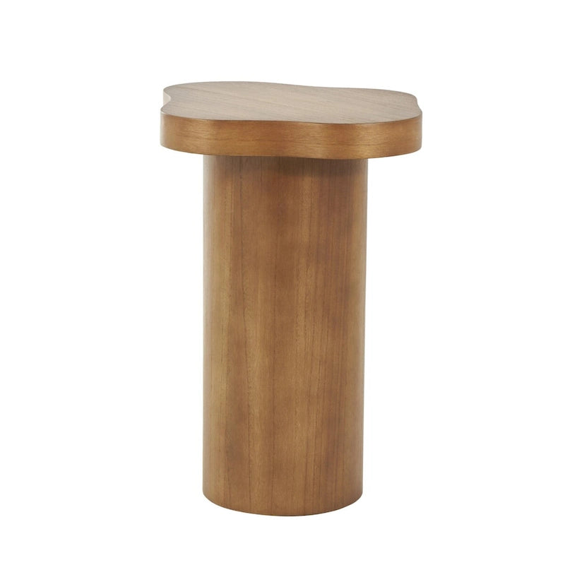 Wood Pedestal Side Accent Table with Rounded Square Top - Black or Brown