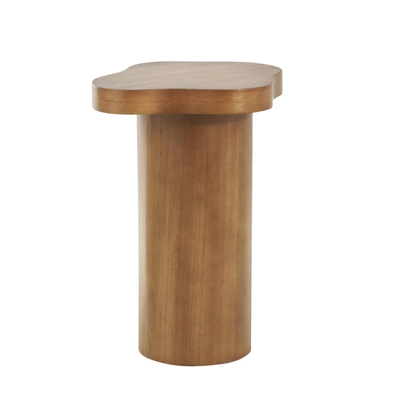 Wood Pedestal Side Accent Table with Rounded Square Top - Black or Brown