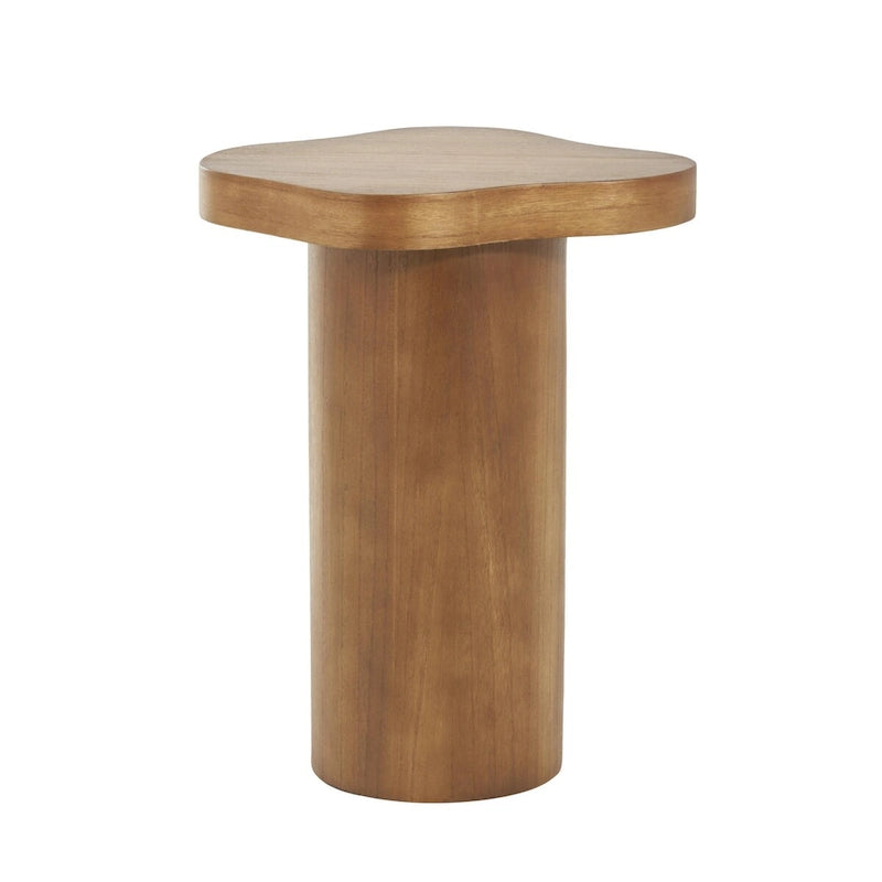 Wood Pedestal Side Accent Table with Rounded Square Top - Black or Brown