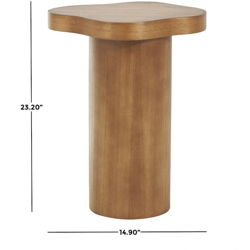 Wood Pedestal Side Accent Table with Rounded Square Top - Black or Brown